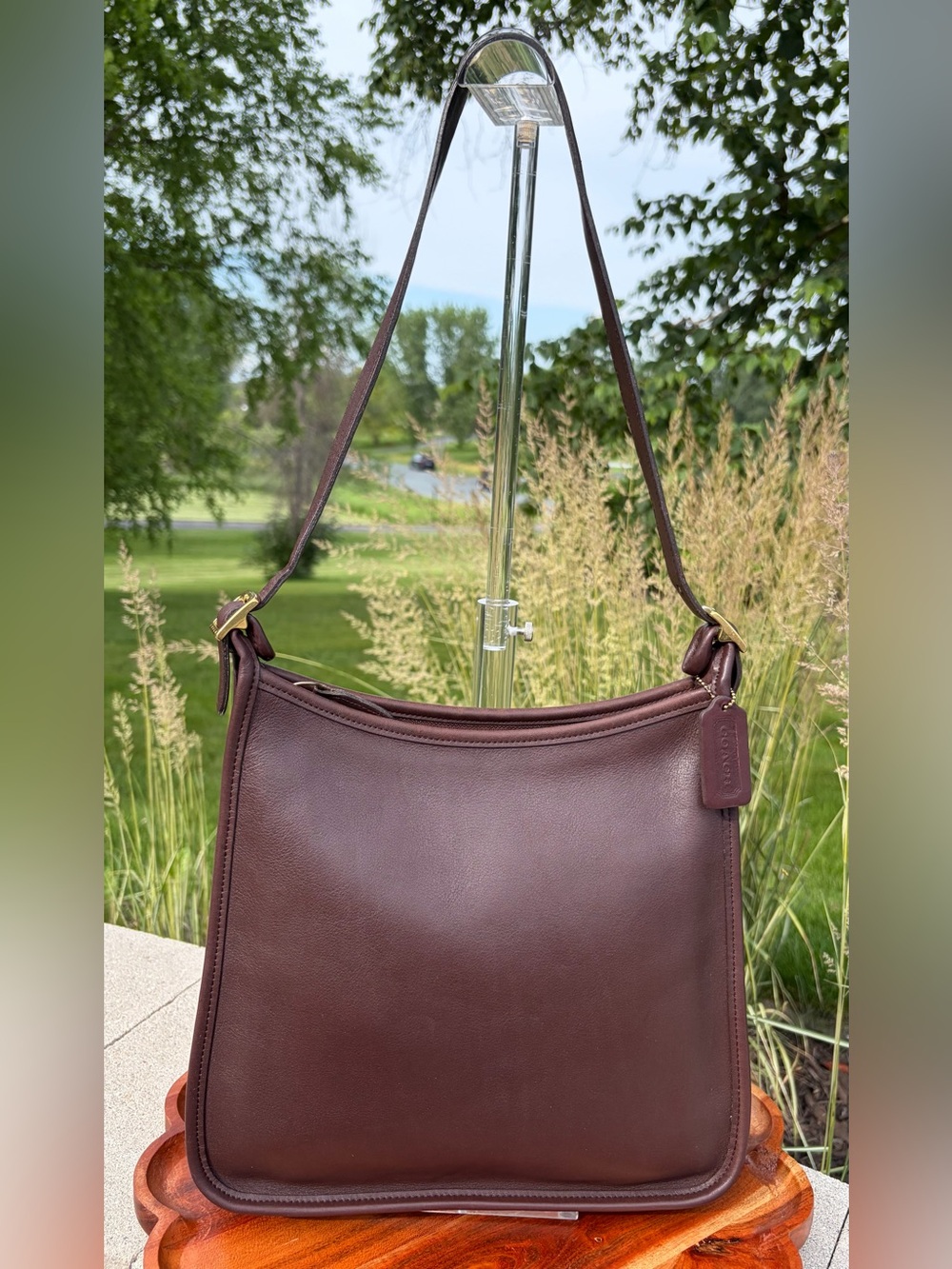 Vintage COACH Andrea Slim Mahogany Leather Hobo Shoulder Bag Rare 9073 - Picture 3 of 17